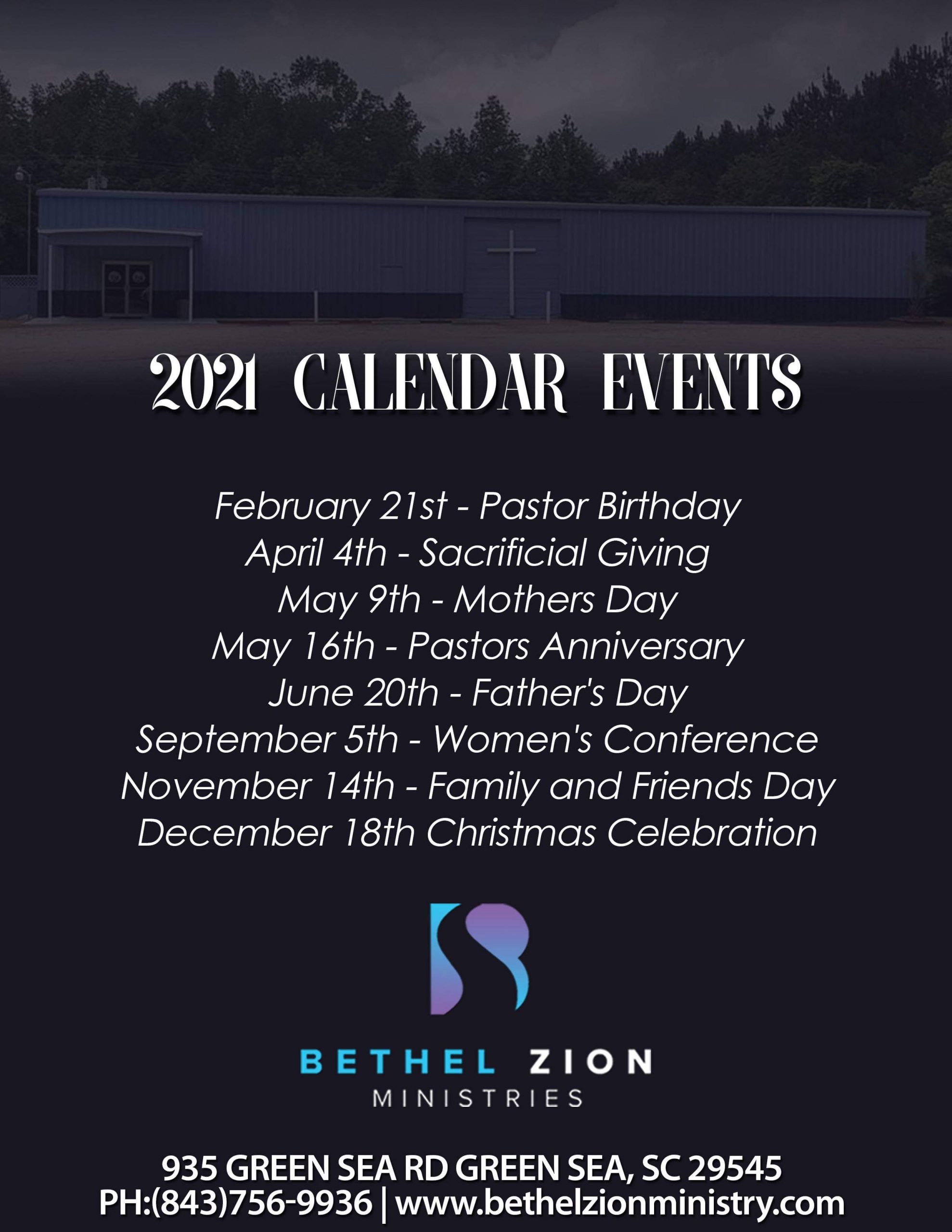 Events Calendar Bethel Zion Ministries